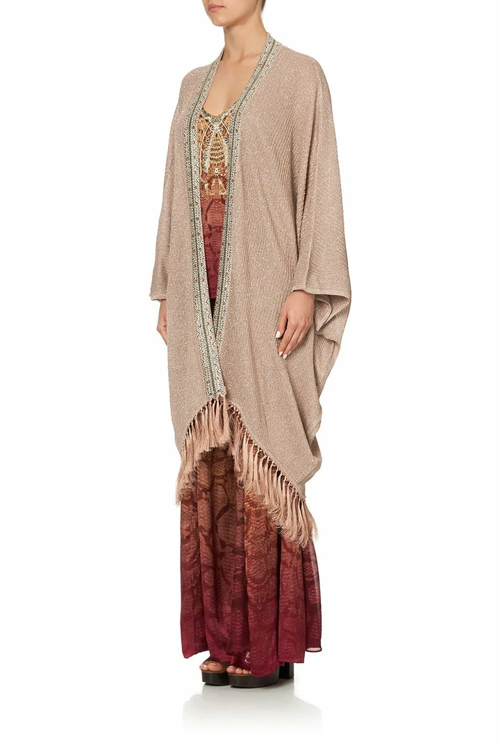 Camilla EBoutique (US) METALLIC KNIT PONCHO WITH TASSELS COASTAL TREASURE