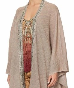 Camilla EBoutique (US) METALLIC KNIT PONCHO WITH TASSELS COASTAL TREASURE