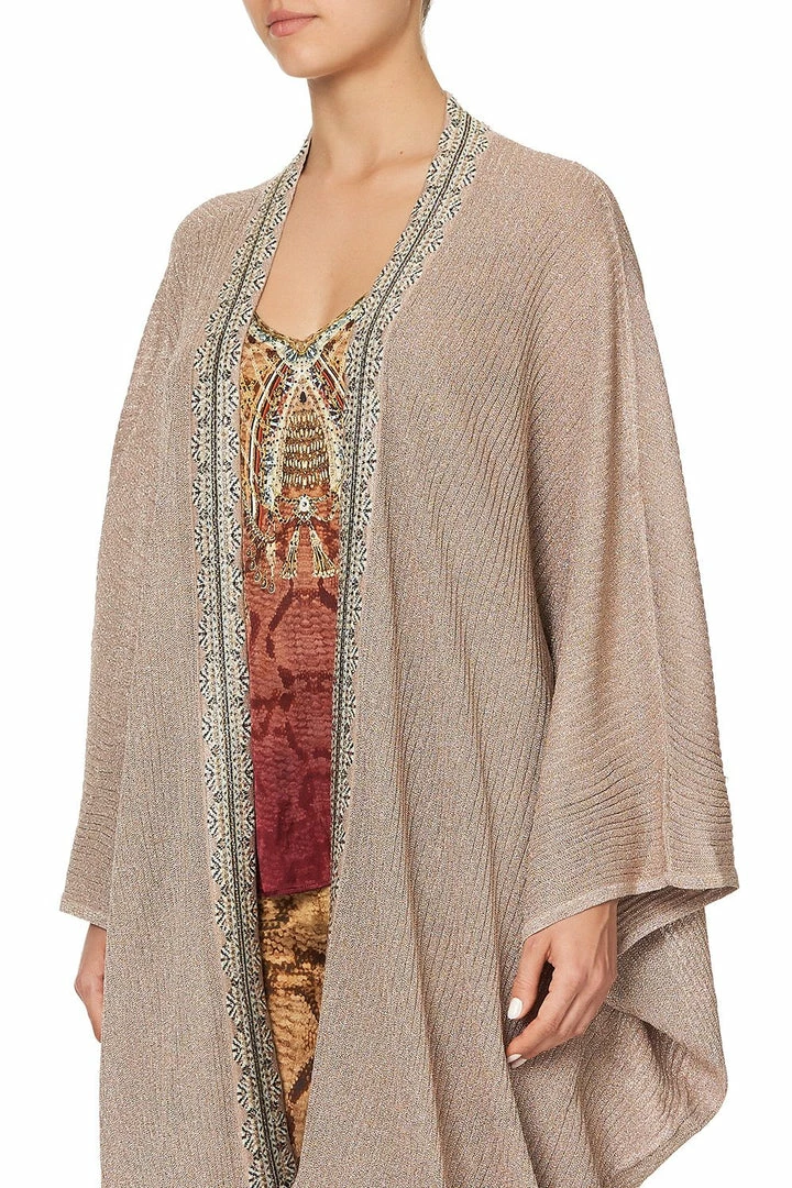 Camilla EBoutique (US) METALLIC KNIT PONCHO WITH TASSELS COASTAL TREASURE