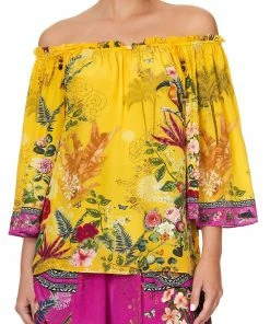 Camilla EBoutique (US) OFF SHOULDER FLARE BLOUSE SAFFRON MOON Up To 30% Off