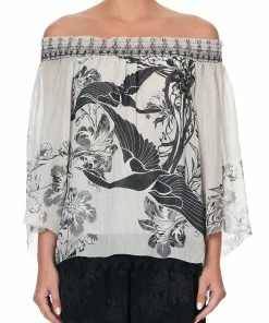 Camilla EBoutique (US) OFF SHOULDER SHIRRED BLOUSE SILVER LININGS Up To 50% Off