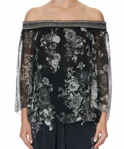 Camilla EBoutique (US) OFF SHOULDER SHIRRED BLOUSE MOONSHINE BLOOM Up To 50% Off