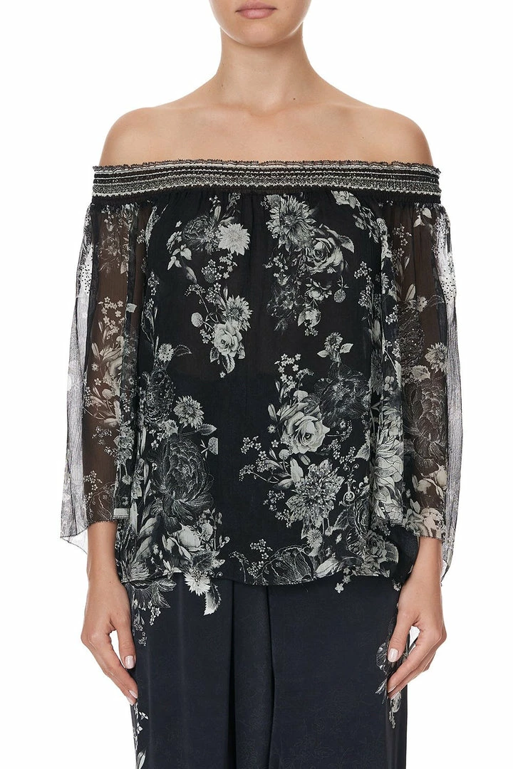 Camilla EBoutique (US) OFF SHOULDER SHIRRED BLOUSE MOONSHINE BLOOM Up To 50% Off
