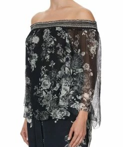 Camilla EBoutique (US) OFF SHOULDER SHIRRED BLOUSE MOONSHINE BLOOM Up To 50% Off