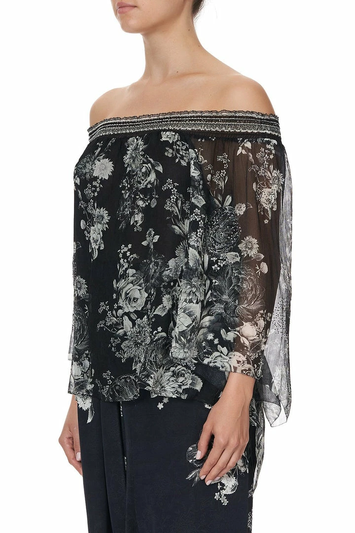 Camilla EBoutique (US) OFF SHOULDER SHIRRED BLOUSE MOONSHINE BLOOM Up To 50% Off