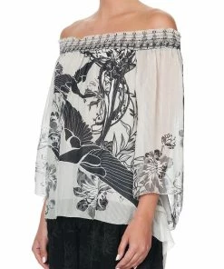 Camilla EBoutique (US) OFF SHOULDER SHIRRED BLOUSE SILVER LININGS Up To 50% Off