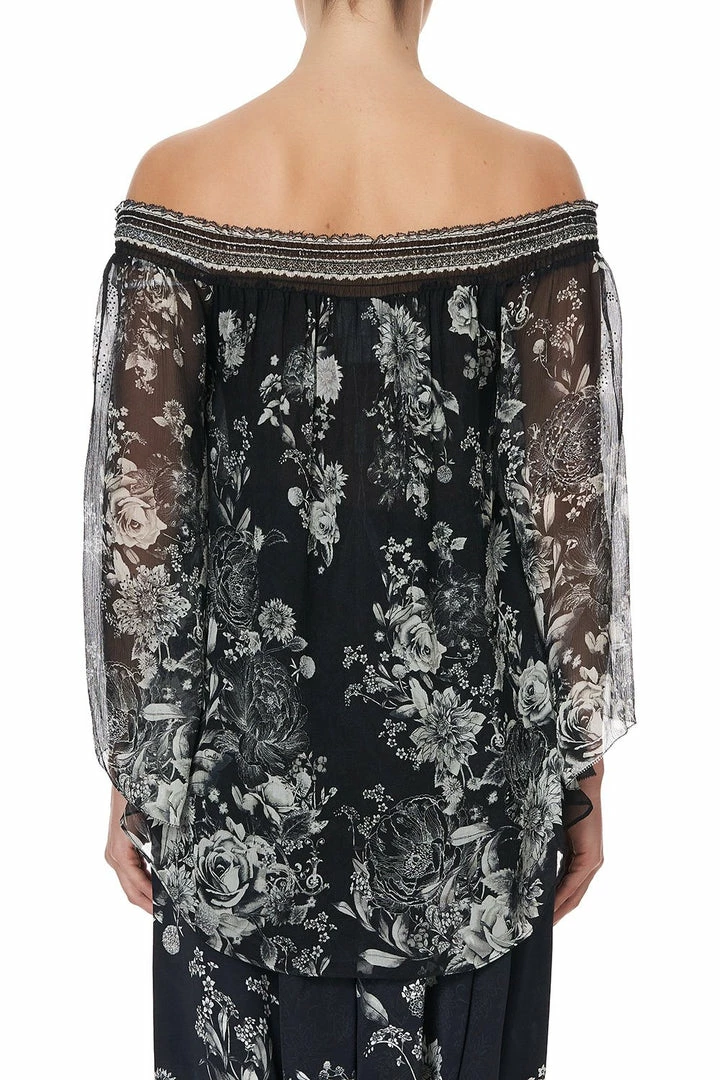 Camilla EBoutique (US) OFF SHOULDER SHIRRED BLOUSE MOONSHINE BLOOM Up To 50% Off