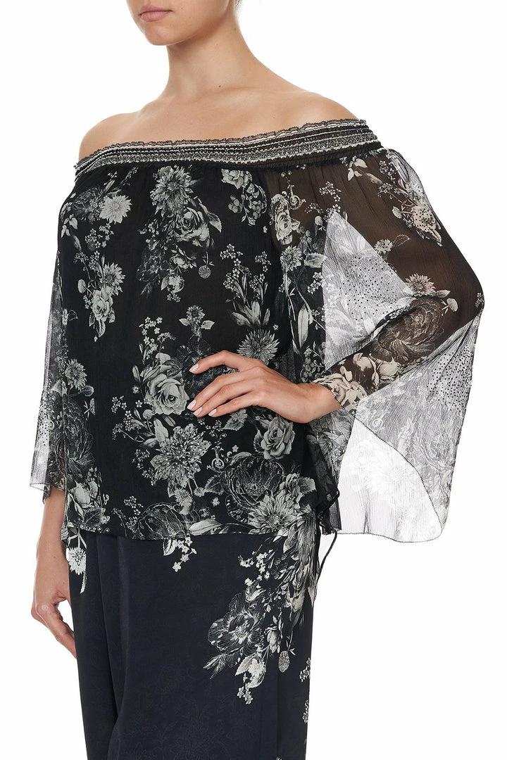 Camilla EBoutique (US) OFF SHOULDER SHIRRED BLOUSE MOONSHINE BLOOM Up To 50% Off