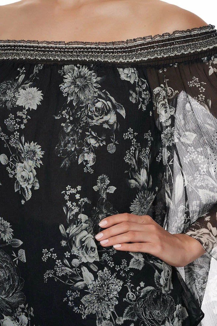 Camilla EBoutique (US) OFF SHOULDER SHIRRED BLOUSE MOONSHINE BLOOM Up To 50% Off