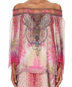 Camilla EBoutique (US) OFF SHOULDER SHIRRED BLOUSE SERPENTINE DREAMS