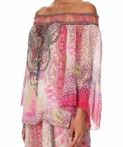 Camilla EBoutique (US) OFF SHOULDER SHIRRED BLOUSE SERPENTINE DREAMS