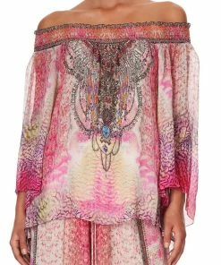 Camilla EBoutique (US) OFF SHOULDER SHIRRED BLOUSE SERPENTINE DREAMS