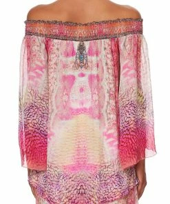 Camilla EBoutique (US) OFF SHOULDER SHIRRED BLOUSE SERPENTINE DREAMS