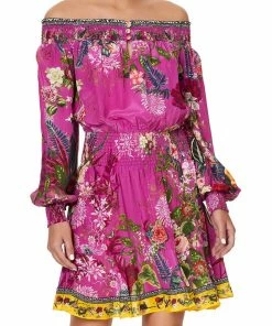 Camilla EBoutique (US) Up To 30% Off OFF SHOULDER SHORT DRESS JUNGLE LANGUAGE
