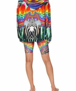 Camilla EBoutique (US) OVERSIZE BOYFRIEND HOODIE RAINBOW GATHERING Sale Tops