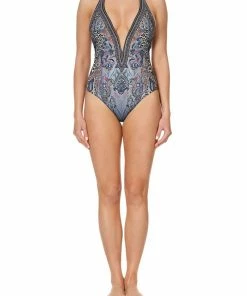Camilla EBoutique (US) PLUNGE V HALTER ONE PIECE FESTIVAL EXPRESS