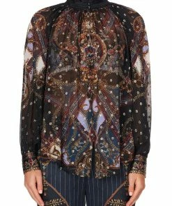 Camilla EBoutique (US) RAGLAN BUTTON UP SHIRT DINING HALL DARLING