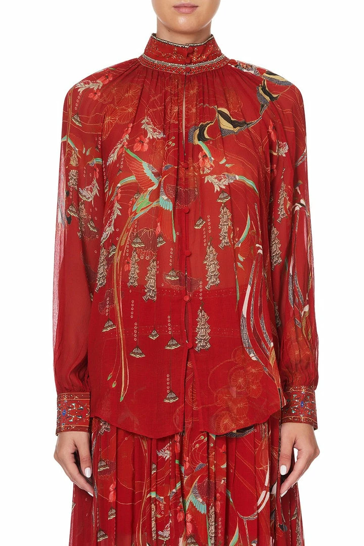 Camilla EBoutique (US) RAGLAN BUTTON UP SHIRT FORBIDDEN FRUIT Up To 40% Off