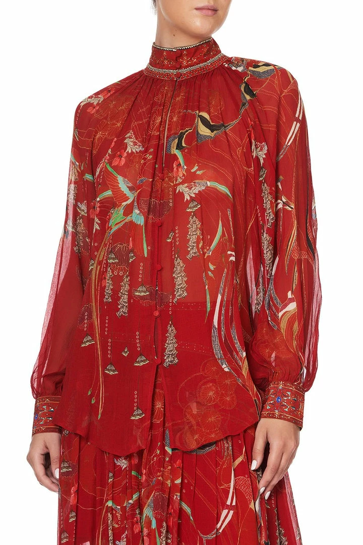 Camilla EBoutique (US) RAGLAN BUTTON UP SHIRT FORBIDDEN FRUIT Up To 40% Off