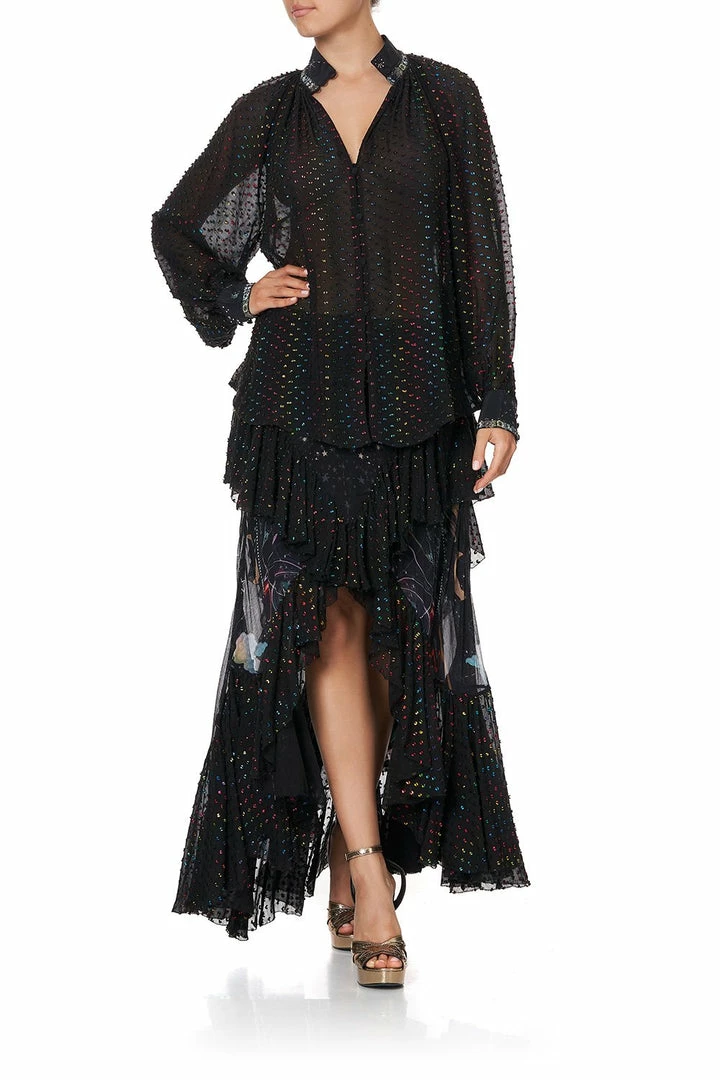 Camilla EBoutique (US) RAGLAN BUTTON UP SHIRT MIDNIGHT MOON HOUSE