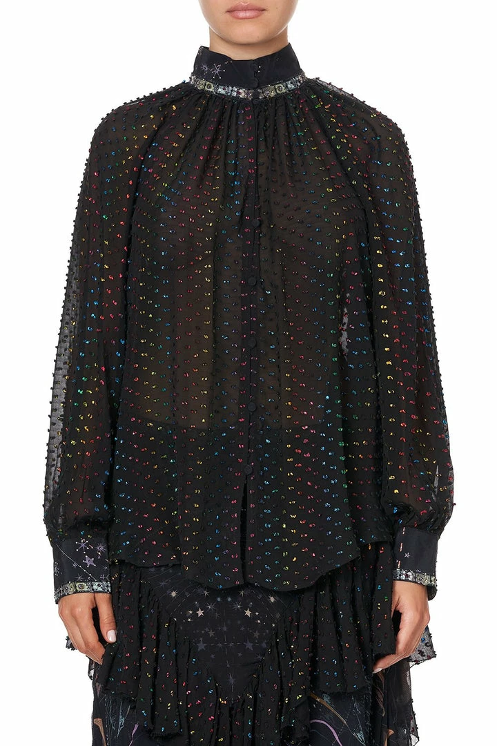 Camilla EBoutique (US) RAGLAN BUTTON UP SHIRT MIDNIGHT MOON HOUSE