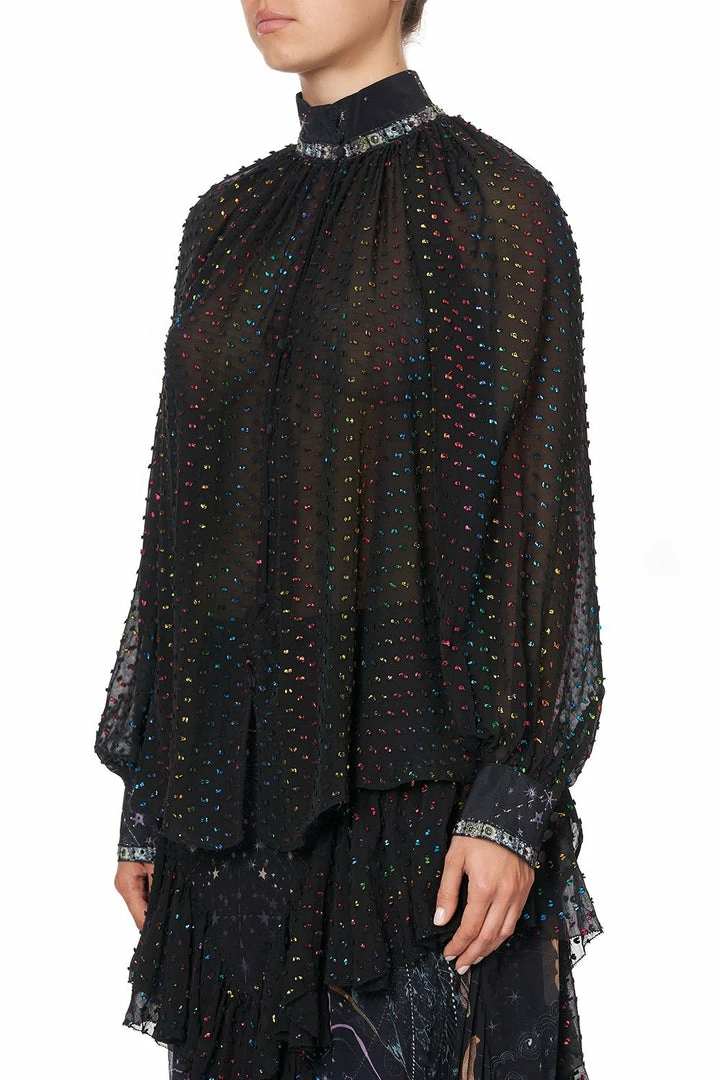 Camilla EBoutique (US) RAGLAN BUTTON UP SHIRT MIDNIGHT MOON HOUSE