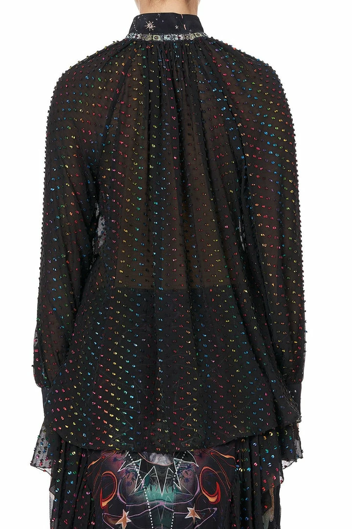 Camilla EBoutique (US) RAGLAN BUTTON UP SHIRT MIDNIGHT MOON HOUSE