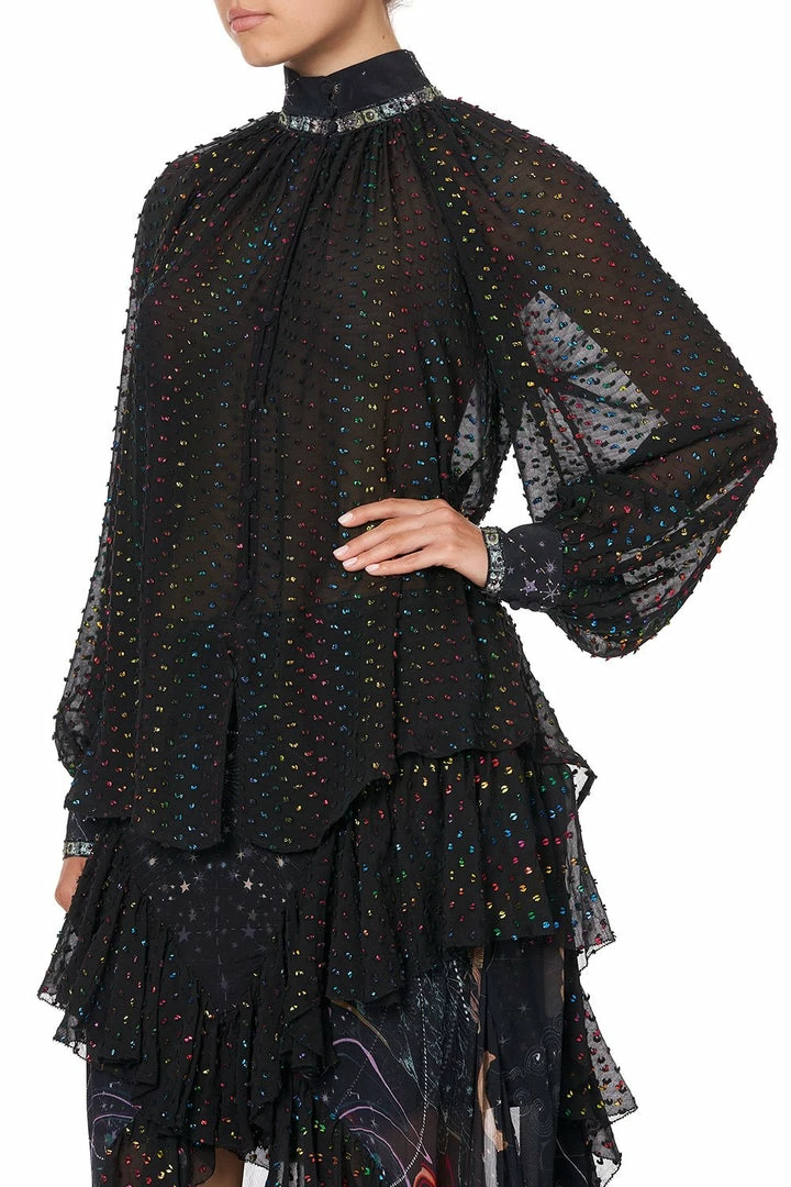 Camilla EBoutique (US) RAGLAN BUTTON UP SHIRT MIDNIGHT MOON HOUSE