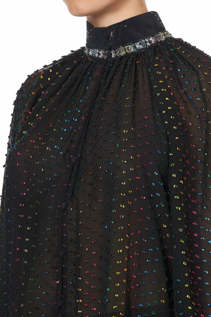 Camilla EBoutique (US) RAGLAN BUTTON UP SHIRT MIDNIGHT MOON HOUSE