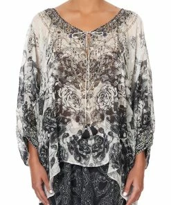 Camilla EBoutique (US) RAGLAN SLEEVE BLOUSE WITH CUFF MIDNIGHT PEARL