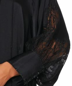 Camilla EBoutique (US) Up To 30% Off RAGLAN SLEEVE BUTTON UP TOP SOLID BLACK