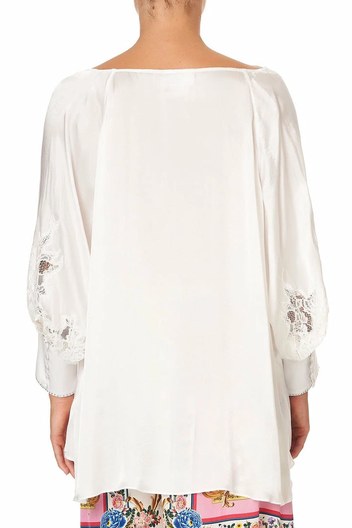 Camilla EBoutique (US) RAGLAN SLEEVE BUTTON UP TOP SOLID CREAM
