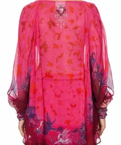 Camilla EBoutique (US) RAGLAN SLEEVE BUTTON UP TOP TROPIC OF NEON