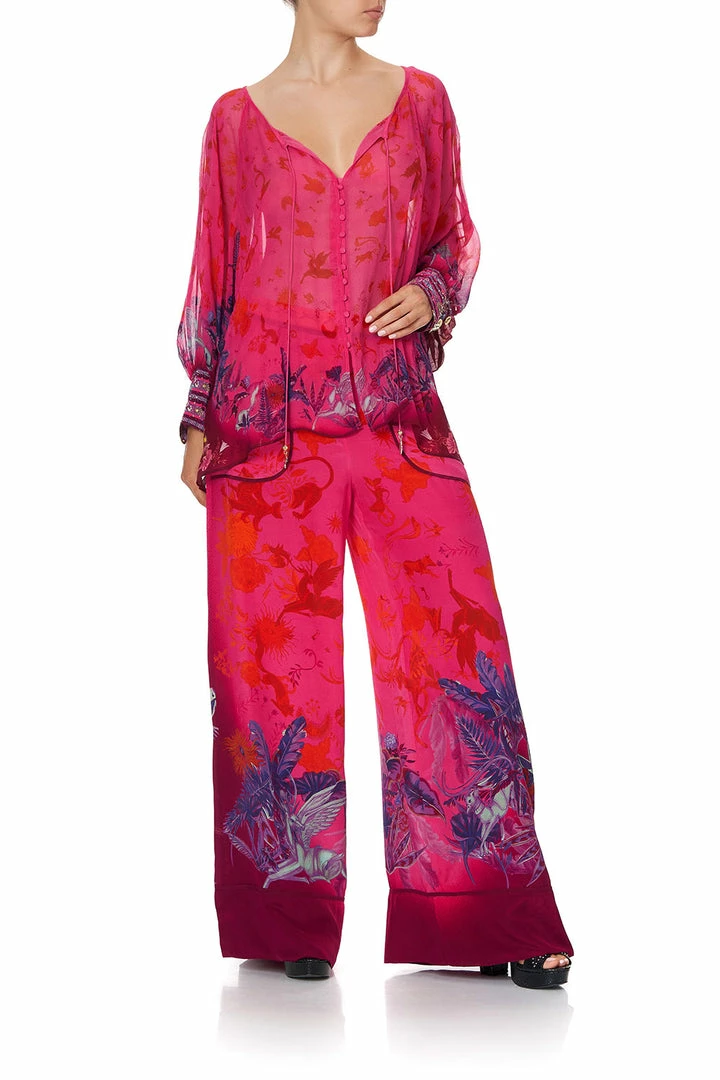 Camilla EBoutique (US) RAGLAN SLEEVE BUTTON UP TOP TROPIC OF NEON