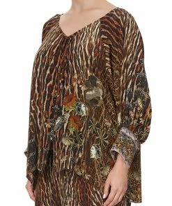 Camilla EBoutique (US) RAGLAN SLEEVE BUTTON UP TOP WILD AZAL