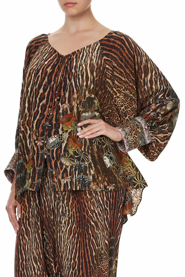 Camilla EBoutique (US) RAGLAN SLEEVE BUTTON UP TOP WILD AZAL