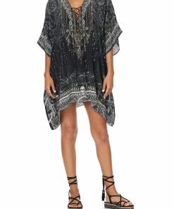 Camilla EBoutique (US) SHORT LACE UP KAFTAN MIDNIGHT PEARL