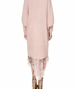 Camilla EBoutique (US) SOFT KNIT PONCHO WITH EMBROIDERY PINK ISTENANYA Up To 30% Off