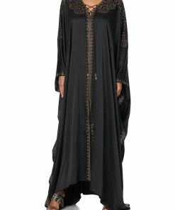 Camilla EBoutique (US) SPLIT HEM LACE UP KAFTAN LUXE BLACK