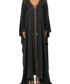 Camilla EBoutique (US) SPLIT HEM LACE UP KAFTAN LUXE BLACK