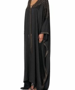 Camilla EBoutique (US) SPLIT HEM LACE UP KAFTAN LUXE BLACK