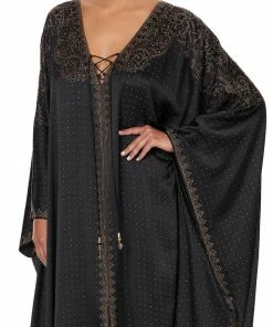 Camilla EBoutique (US) SPLIT HEM LACE UP KAFTAN LUXE BLACK
