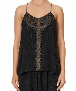 Camilla EBoutique (US) Sale Clothing T BACK SHOESTRING TOP LUXE BLACK