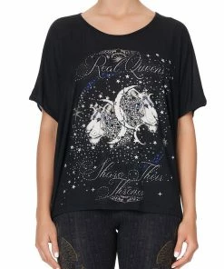 Camilla EBoutique (US) LOOSE FIT ROUND NECK TEE REAL QUEENS SHARE THEIR THRONES Up To 40% Off