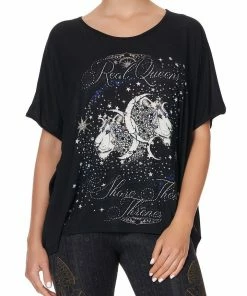 Camilla EBoutique (US) LOOSE FIT ROUND NECK TEE REAL QUEENS SHARE THEIR THRONES Up To 40% Off