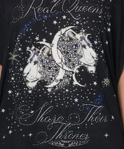 Camilla EBoutique (US) LOOSE FIT ROUND NECK TEE REAL QUEENS SHARE THEIR THRONES Up To 40% Off