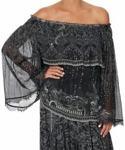 Camilla EBoutique (US) TIERED RUFFLE BLOUSE MIDNIGHT PEARL