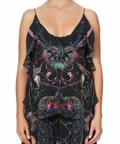 Camilla EBoutique (US) TOP WITH NECKLINE FRILL MIDNIGHT MOON HOUSE Up To 50% Off