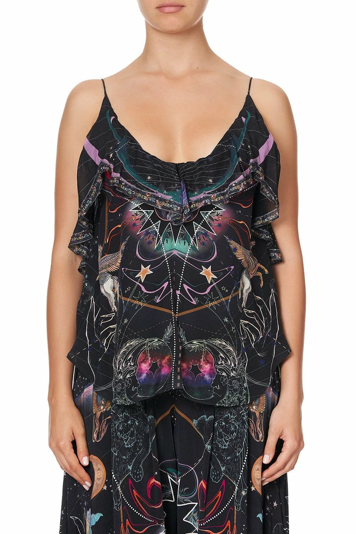 Camilla EBoutique (US) TOP WITH NECKLINE FRILL MIDNIGHT MOON HOUSE Up To 50% Off