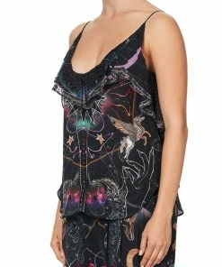 Camilla EBoutique (US) TOP WITH NECKLINE FRILL MIDNIGHT MOON HOUSE Up To 50% Off